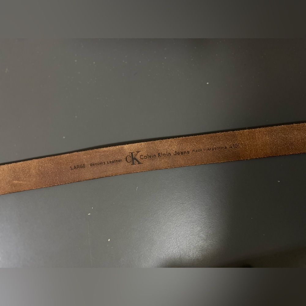 Vintage Calvin Klein Brown Leather Belt Men Size Large Made In Argentina - Picture 4 of 9